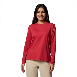 T-shirt à manches longues pour femme de qualité supérieure pour l'exportation, en tissu doux mélangé, col rond, haut décontracté, fournisseur de vêtements en gros OEM ODM - Product Image 2