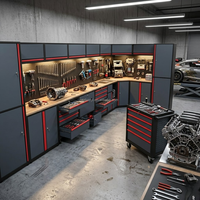 Armoire à outils industrielle modulaire, système de rangement pour atelier de course, établi de garage avec chariot mobile à 5 tiroirs