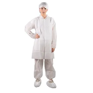 Bata de laboratorio desechable para mujer, no tejida, Blanca