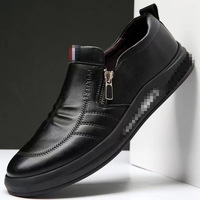 Chaussures de Ville Décontractées en Cuir PU Imperméables pour Hommes 2024, Modèle Plat pour la Randonnée et la Marche, à Bout Pointu pour les Saisons d'Automne et d'Hiver