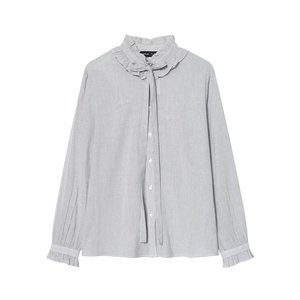 <span class=keywords><strong>Camisa</strong></span> BR & ZA Otoño 2026, Estilo Casual Europeo-Americano, con Volantes, Corte Holgado, Cuello Semi-Alto, Manga Larga, Lavable, de Poliéster - Product Image 1