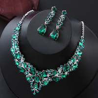 Set Perhiasan Kalung Anting Zirkon Klasik Wanita Mewah Berlapis Emas untuk Pernikahan dan Pesta