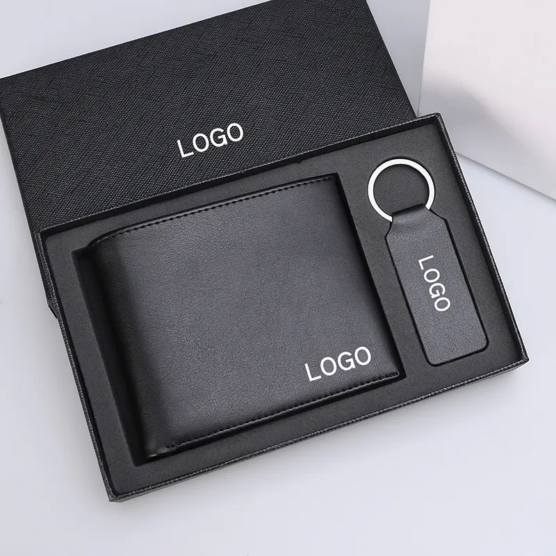 Nice wallet gift set genuine leather wallet delicate accessories gift set custom LOGO wallet