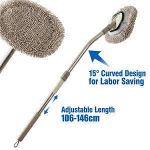 Nouvelle conception de balai télescopique pour <span class=keywords><strong>lavage</strong></span> de voiture, poignée longue courbée à 15 degrés, réglable de 106 à 146 cm, <span class=keywords><strong>brosse</strong></span> de <span class=keywords><strong>lavage</strong></span> de voiture en chenille sans rayures - Product Image 1