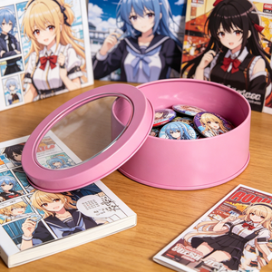 Kawaii Runde Blechdose mit Sichtfenster, Staubdichte Leere Metallische Souvenir-Dose, Geschenkbehälter für Anime-Fans - Product Image 2