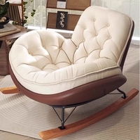 Fauteuil à Bascule de Salon Rembourré Confortable avec Repose-Pieds, Coussin Moelleux et Pouf pour le Salon
