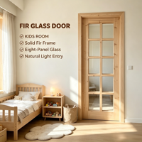 Building Decoration Solid Cedar Solid Wood Glass Door Stable Timber Interior Room Door