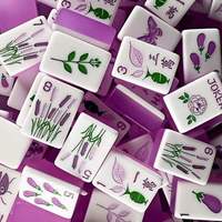Ensemble de Mahjong Américain de Luxe en Acrylique Violet Gravé au Laser Double Couche, Motif Floral Personnalisé, 160 Tuiles, Jeu de Divertissement à Domicile