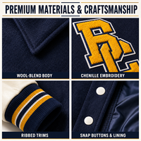 Veste universitaire personnalisée pour homme, veste de baseball avec patchs en chenille brodés, corps en mélange de laine marine, veste de style universitaire personnalisée