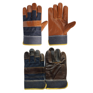 Welding <b>Gloves</b> Cowhide Canvas Full Leather Palm Heat Resistant For Construction And Electric Welding Operations - Product Image 1