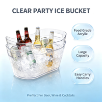 Seau à glace en plastique PET de 12 L, grand bac à champagne, refroidisseur de boissons, bac à glace pour le stockage des boissons, avec poignées, pour le camping, les fêtes, la bière
