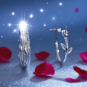 <b>Couple</b> <b>Rings</b> Rose Theme Wedding Bands Unisex Jewelry Stylish Commute Plated Fashion <b>Rings</b> - Product Image 3