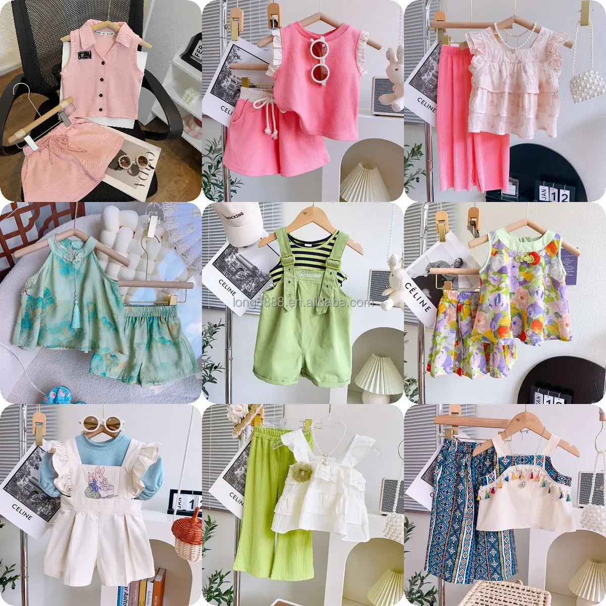 Children's clothing 2024 summer new women's suit Children's shorts two piece set little girl style clothing for girls