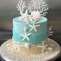 Ozean-Muschel-Kuchendekorations-Set Weiße Seesterne Korallen Jakobsmuscheln Perlen Strand-Thema Geburtstag Hochzeit Party-Zubehör