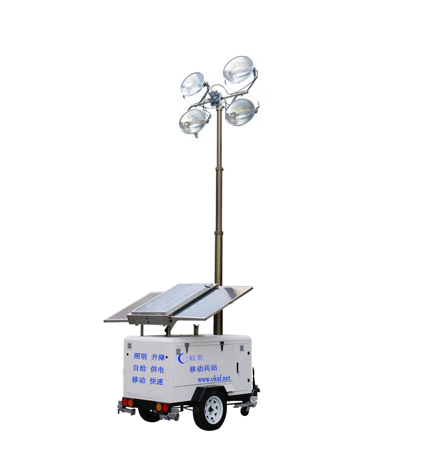 Outdoor Ultra Bright LED Portable Light Solar Trailer Mobile Security LED Lighting System Tower for Temporary Illumination