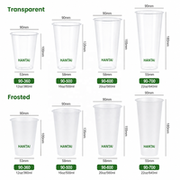 Gobelets en plastique PP rigide transparent de 90 mm, 16 oz, 500 ml avec couvercles, imprimés sur mesure, pour boba, bubble tea, café glacé, smoothies, pour les cafés