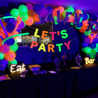 Bannière néon LET'S PARTY, guirlande de lettres en papier fluorescent, décoration suspendue, fournitures de fête pour fête d'anniversaire sous lumière noire UV