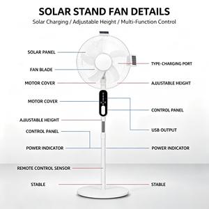 Nouveaux ventilateurs solaires rechargeables pour voiture et maison, ventilateur tour sur pied à deux niveaux - Product Image 5