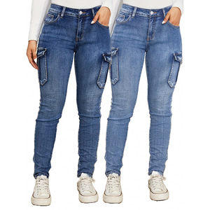 Jeans con elastico alto a vita media da donna transfrontaliera per il commercio estero Jins abbigliamento da lavoro alla moda vestibilità regolare impermeabile traspirante - Product Image 1
