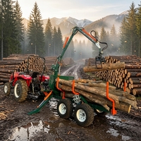 Rimorchio ATV con Gru Idraulica, Motore e Pompa, Rimorchio Forestale per Carico Legname, Caricatore di Tronchi con Braccio Telescopico per Trasporto Legname