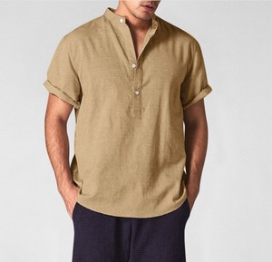 QFZ2919 - Camisa Holgada Informal de Color Sólido para Hombre - Product Image 2