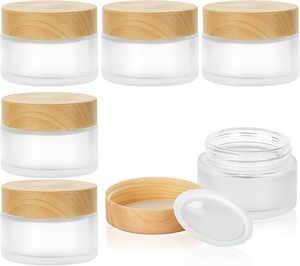 Tarro de Vidrio Cosmético en Oferta, Color Ámbar Esmerilado Transparente, 30g 50g 100g, Tarro de Vidrio Vacío para Crema con Tapa de Bambú, Envase para Crema Facial - Product Image 1