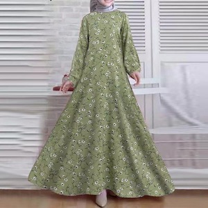 Vestido de Verano para Mujer, Otoño 2023, Elegante Vestido Musulmán Estampado, Abaya Informal de Manga Larga, Hijab, Vestidos, Túnica Floral Femenina - Product Image 2