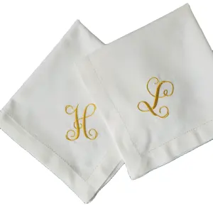 Wholesale gold monogram serviettes de table polyester cotton guest cloth napkins for restaurant