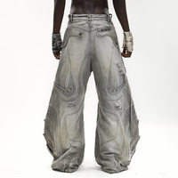 DiZNEW Jeans larges et amples de couleur claire pour hommes, gris, vêtements de rue pour hommes, fabricants en Chine