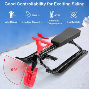 Traîneau à neige avec volant et freins doubles Cadre en acier durable Traîneau orientable de descente classique pour enfants Adolescents Adultes - Product Image 4