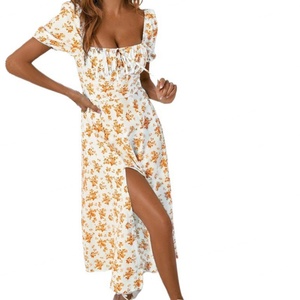 Vestido de Verano Estilo Francés para Mujer, Estampado Floral, Estilo Camisero, Bohemio, con Mangas Abullonadas y Cuello Cuadrado - Product Image 2