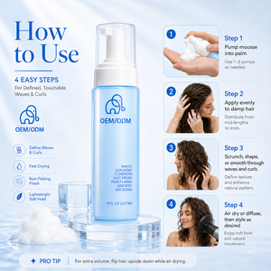 OEM ODM Hair Foam Lotion For Waves Scrunches Wrap Sets Heat Styling Protection And Soft Body - Product Image 5