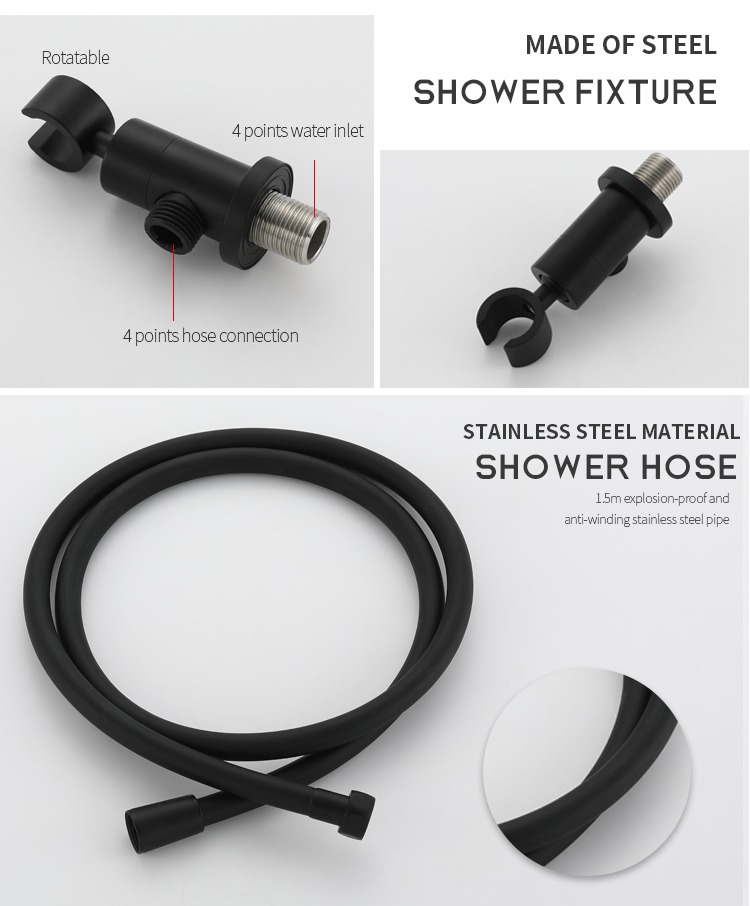 stainless steel circular black concealed hot and cold dual function in-wall bathroom shower with embedded box shower set