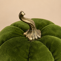 Citrouille en velours personnalisée en gros avec tige dorée antique pour la décoration d'automne et de Thanksgiving