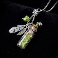 Pendentif décoratif en pierre de cristal naturelle pour aromathérapie, flacon d'huile, bouteille votive, collier, bijou