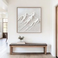 Peinture à l'huile 3D Montagne Blanche sur Toile de Haute Qualité, Art Abstrait Texturé, Cadre Personnalisé, Taille Personnalisable, Décoration Murale Wabi-Sabi