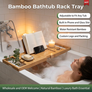 Support de bain en bambou pour spa, organisateur de <span class=keywords><strong>baignoire</strong></span> réglable, <span class=keywords><strong>porte</strong></span>-téléphone et <span class=keywords><strong>porte</strong></span>-verre à vin, vente en gros - Product Image 2