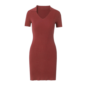 Nhà Máy Tùy Chỉnh Bán Buôn Phụ Nữ Xoắn Dây Dệt Kim Ngắn Tay Áo Ăn Mặc Mỏng Sexy Phong Cách V Thiết Kế Cổ Dệt Kim Áo Len - Product Image 4