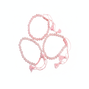 <b>Men</b> and Women's Adjustable Quartz <b>Bracelets</b> Semi-Precious Stone Craft with Cotton String and Gemstone Rose Quartz <b>Beads</b> - Product Image 2