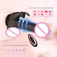 Brauner Dildo-Vibrator Beheizt Realistischer Flüssigsilikon-Dildo Erotikspielzeug für Frauen und Männer mit 3 Stoßfunktionen 10 Vibrationsmodi