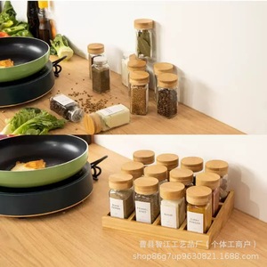 Estante para especias de bambú y madera, caja de especias de escritorio, organizador de 12 compartimentos, caja con compartimentos para especias, caja de almacenamiento de condimentos. - Product Image 2