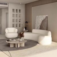 Sofá Curvo de Esquina de Tres Plazas de Lujo Minimalista para Sala de Estar de Boucle Blanco en Oferta