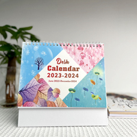 Penjualan terlaris dalam stok promosi cetak kustom meja Mini kalender harian bulanan 365 hari Spiral Wire-O berdiri meja lipat