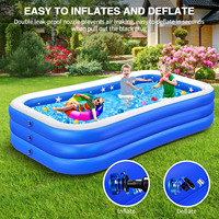 Piscine gonflable rectangulaire hors sol en PVC à 3 couches pour adultes et enfants, grande piscine familiale pour jeux aquatiques d'été en plein air