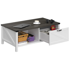 Farmhouse <strong>Furniture</strong> 3 Hidden Storage Compartments <strong>Smart</strong> Coffee Table Wood with Storage - Product Image 6