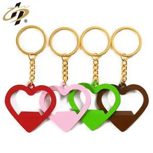 Factory Made Zinc Alloy Paint Colorful Key Rings Custom Beer Bottle Opener Key Chains Customize Metal Heart Keychain