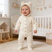 Bebek Pamuklu Örgü Tulum Yenidoğan Kapüşonlu Tulum Bebek Ayı Kulaklı Tulum Erkek Bebek Süveter Tulum Kız Bebek Örgü Kıyafet