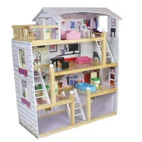 2020 Amazon Top Verkäufer DIY Holz Puppenhaus Möbel Set China Fabrik Versorgung Puppenhaus Holz Nach Maß Weihnachten Geschenk Spielzeug
