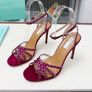 Heeled <b>Sandals</b> Fashion Rhinestone Bow High-heeled <b>Sandals</b> for Women in Foreign Trade High Slim Heels Floral Roman <b>Sandals</b> - Product Image 2