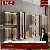 Armoire de rangement pour queues de billard, armoire murale suspendue avec vitrine en verre et panneau artificiel pour salle de billard, salle de membres